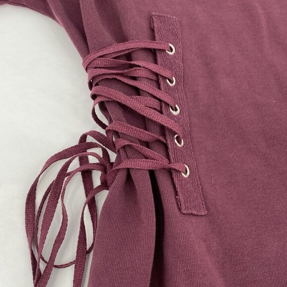 Silence + Noise Size Small Lace-Up Side Corset T-Shirt Dress Wine NWT - Picture 9 of 15